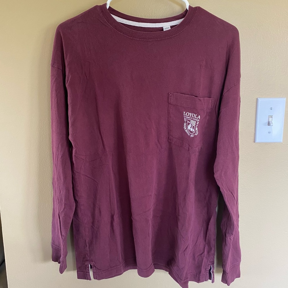 Loyola university Chicago LUC Maroon oversized long sleeve graphic tee